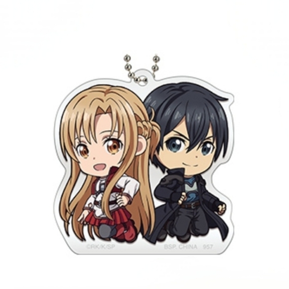 Sword Art Online Kirito Asuna Acrylic Charm Keychain - Picture 1 of 5